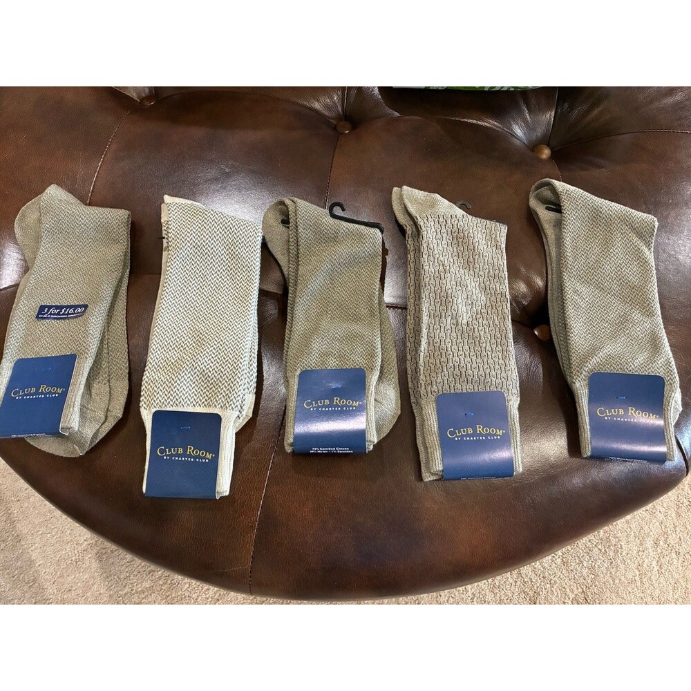 LOT 5 Charter Club Men’s Socks Light Olive Green